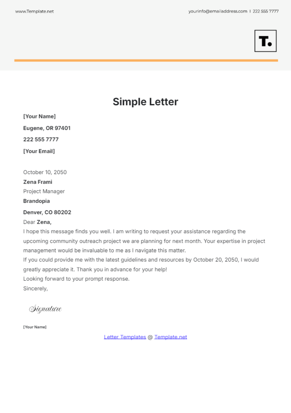 Simple Letter Template - Edit Online & Download