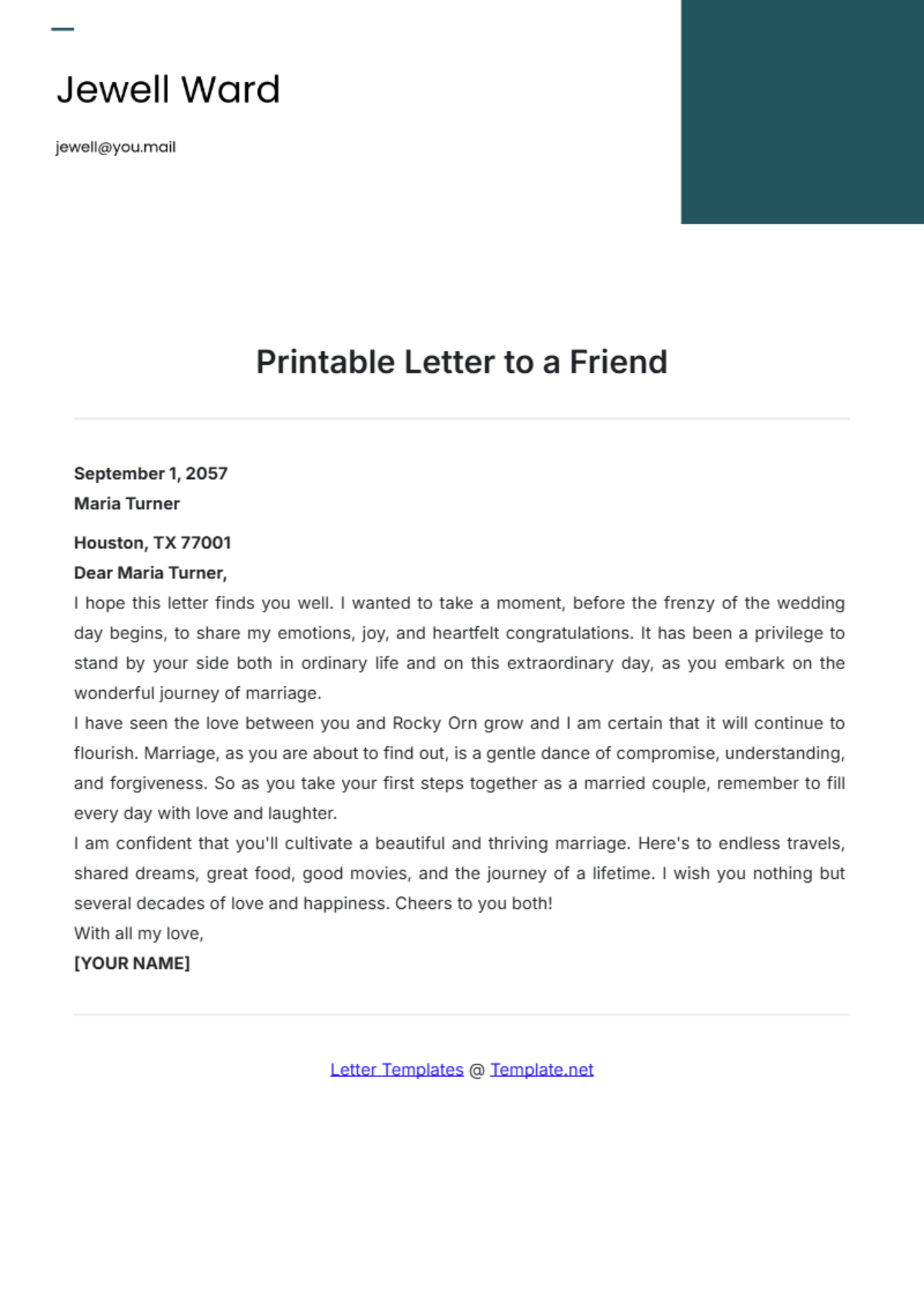 Printable Letter to a Friend Template - Edit Online & Download