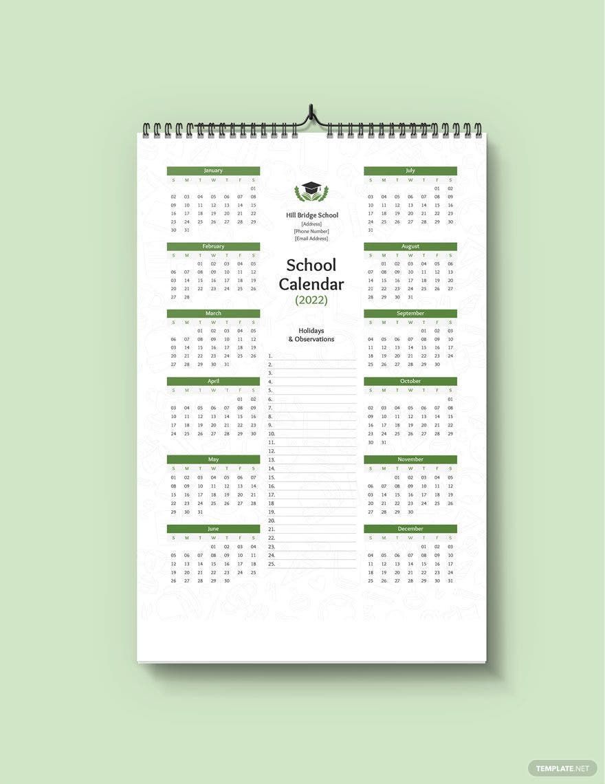 Free Editable School Desk Calendar Template
