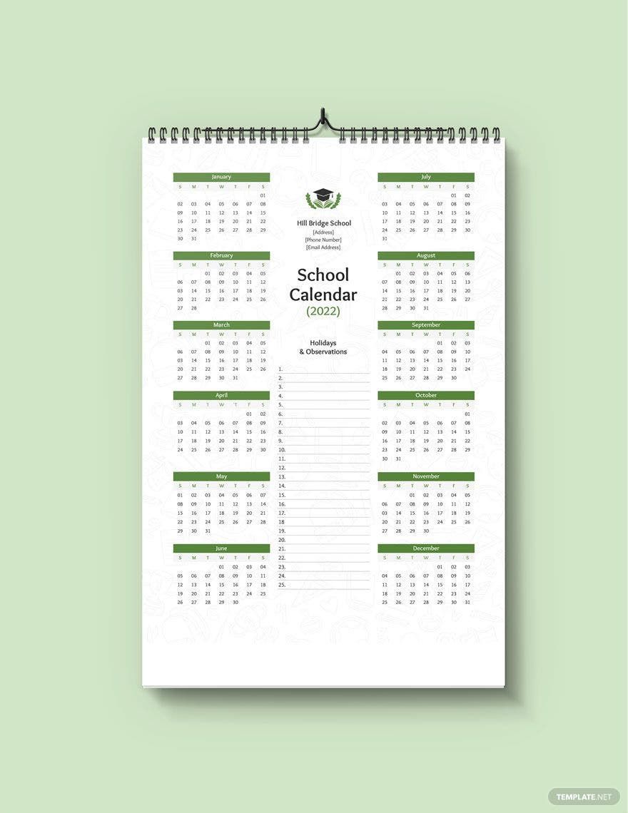 FREE School Calendar Templates Download in Word, Google Docs, Excel