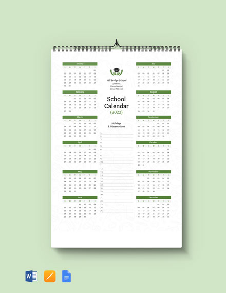 Free Editable School Desk Calendar Template - Word, Apple Pages
