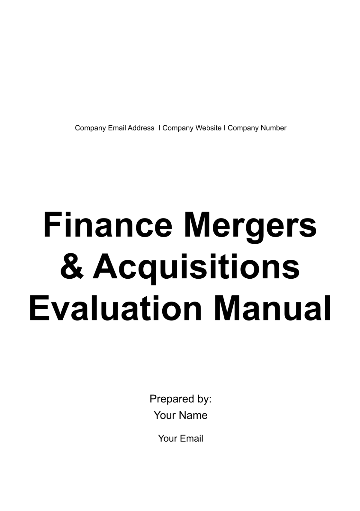 Finance Mergers & Acquisitions Evaluation Manual Template