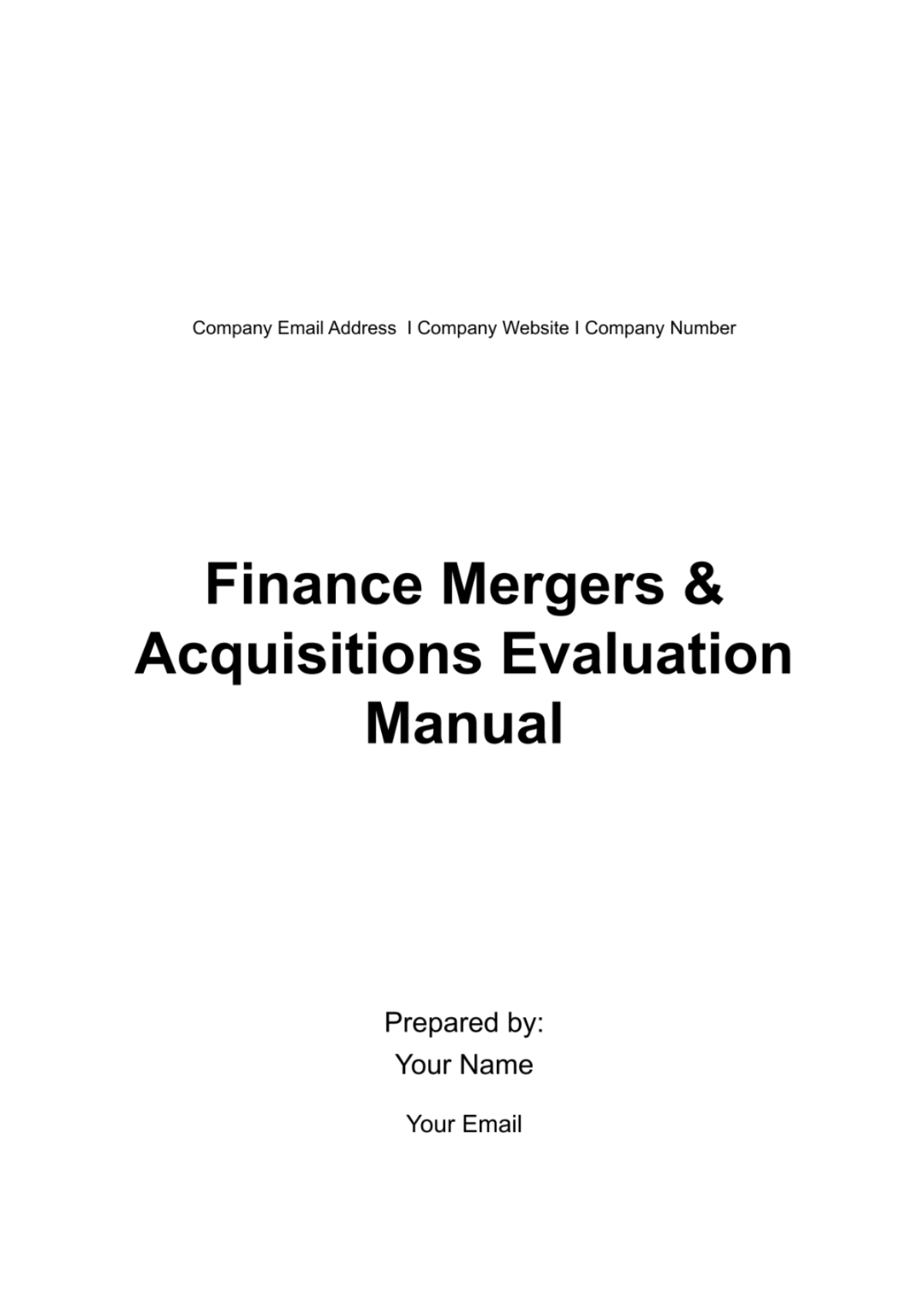 Finance Mergers & Acquisitions Evaluation Manual Template