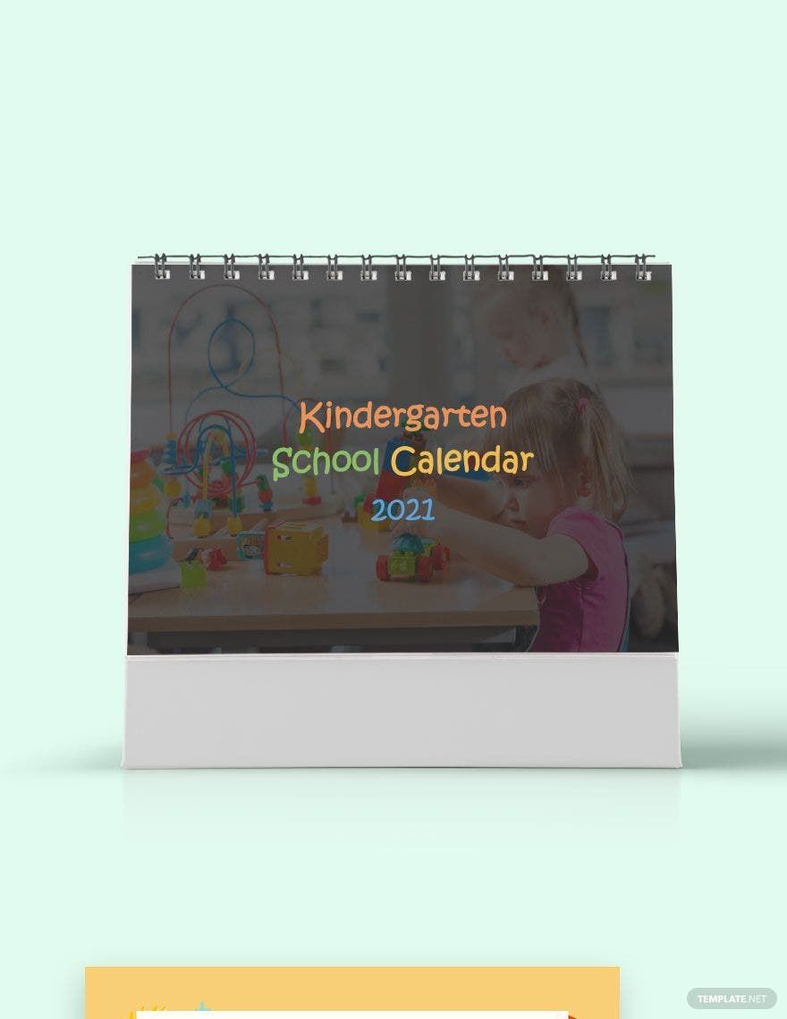 Kindergarten School Desk Calendar Template