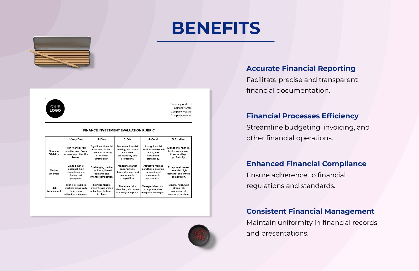 Finance Investment Evaluation Rubric Template