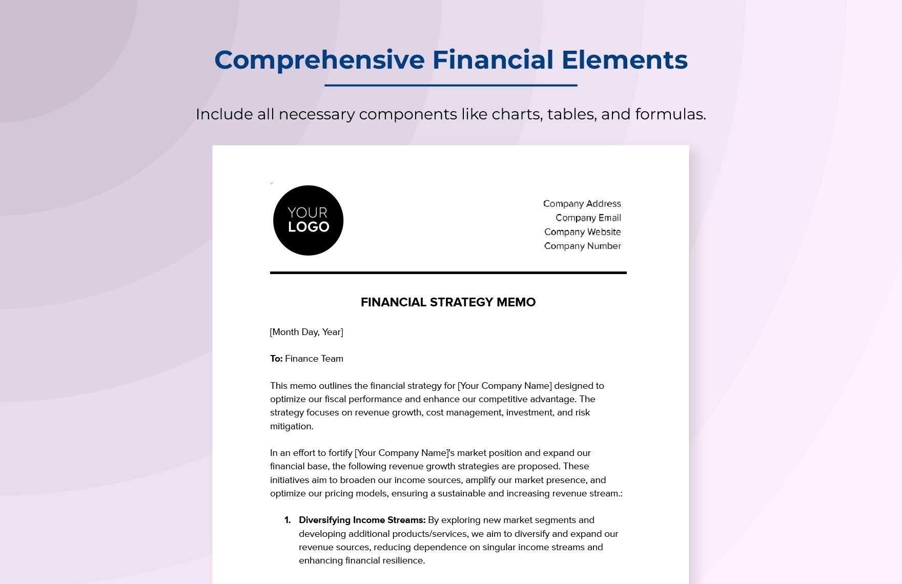 Financial Strategy Memo Template