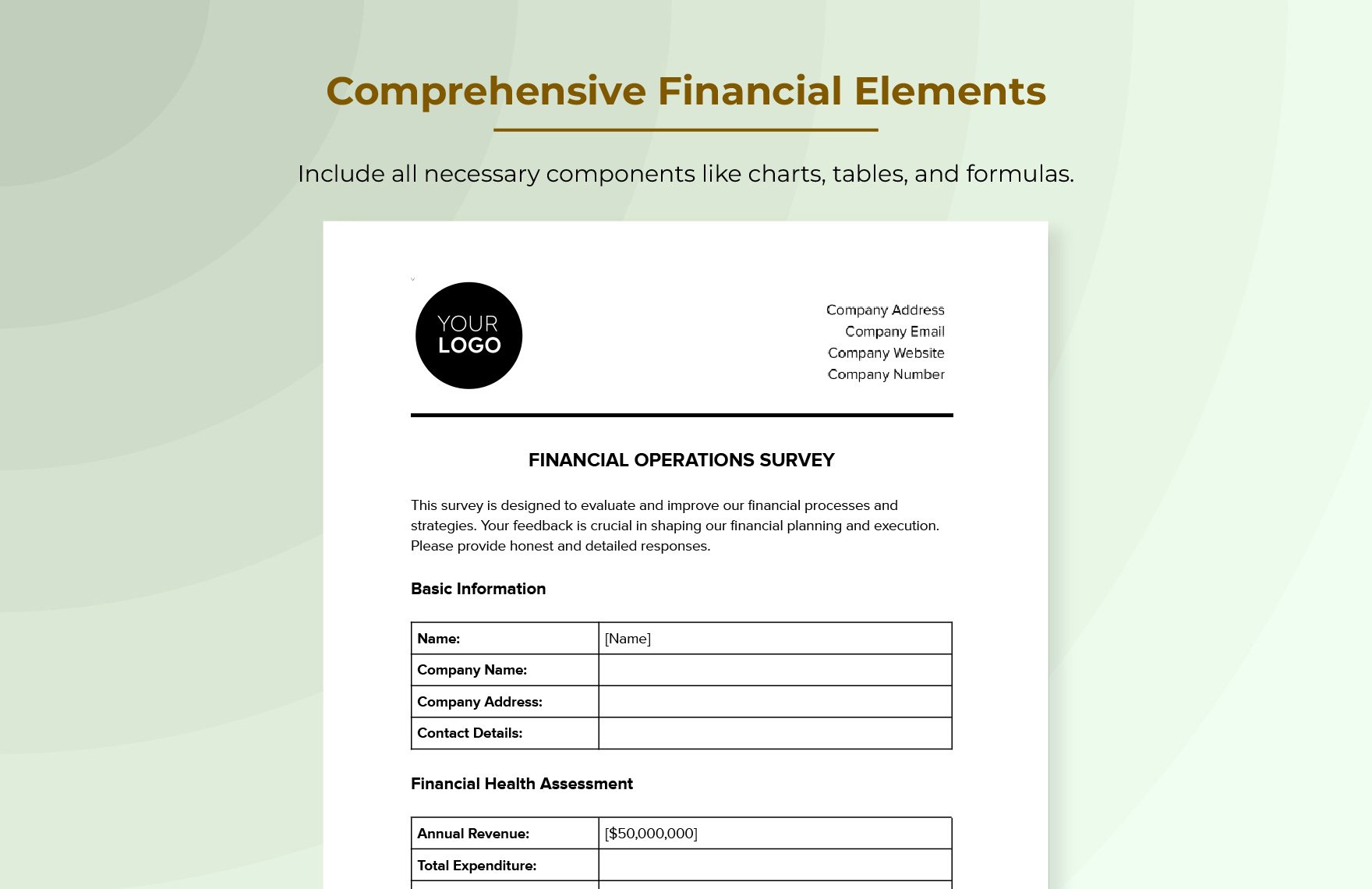 Financial Operations Survey Template
