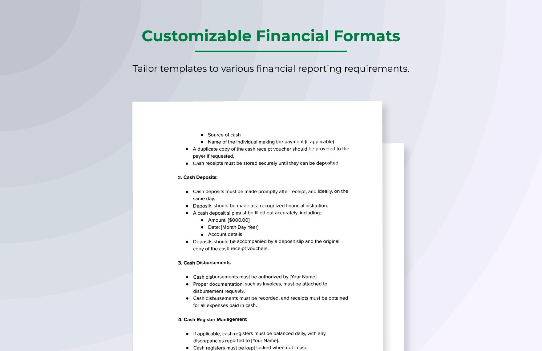Finance Cash Handling Policy Template