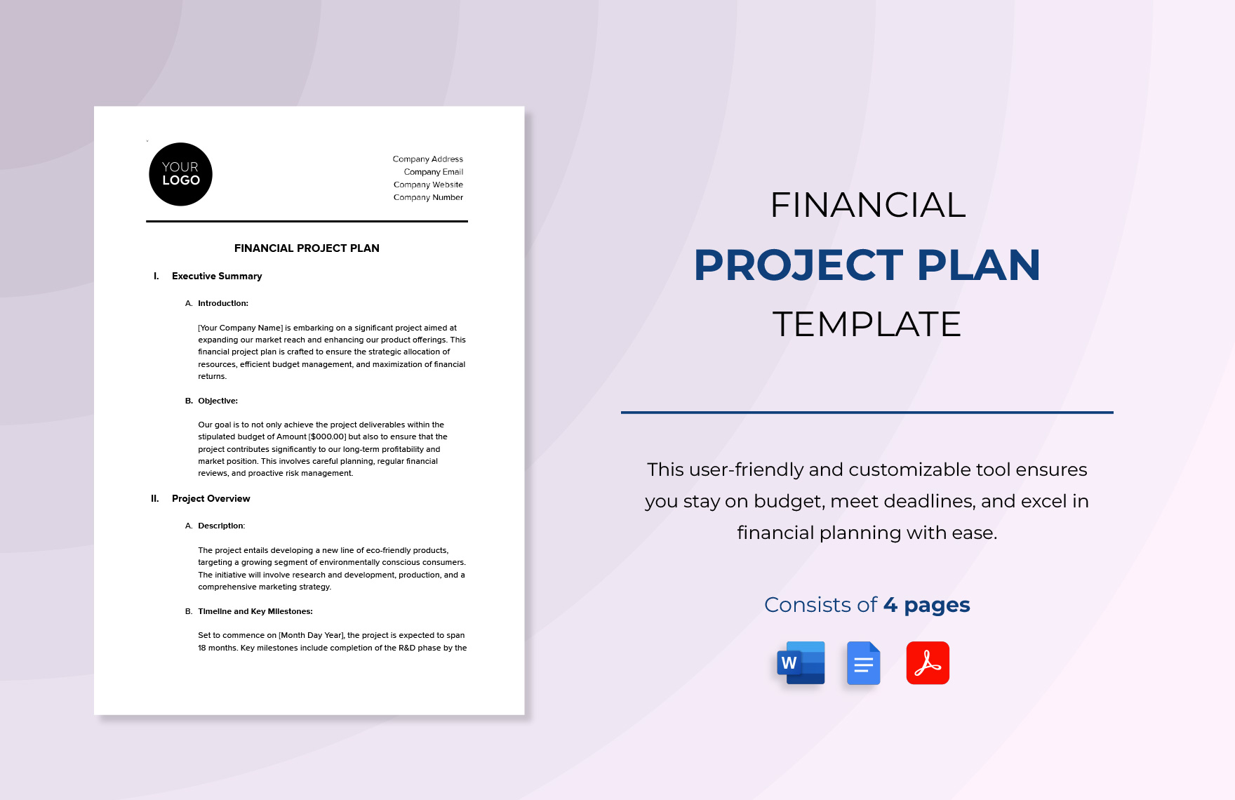 Financial Project Plan Template in Word, PDF, Google Docs - Download | Template.net