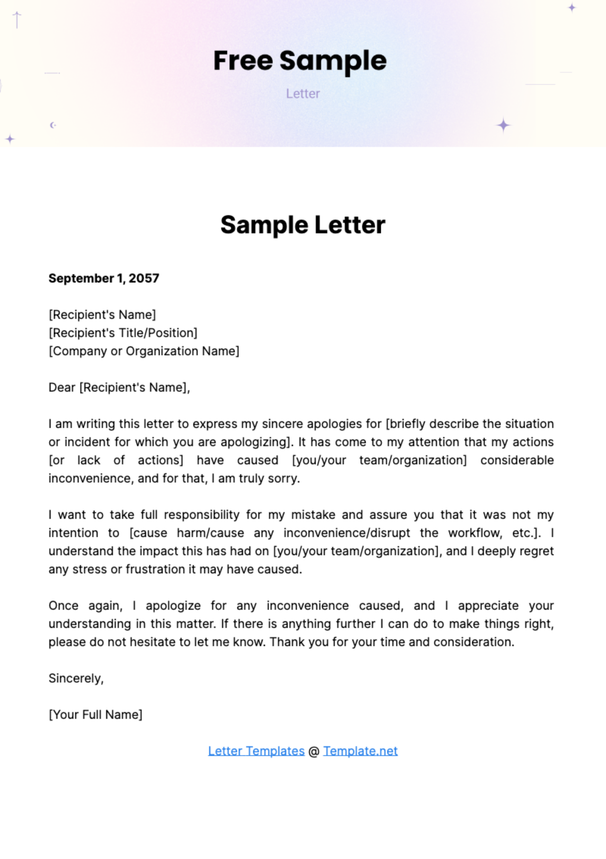 Free Sample Letter Template