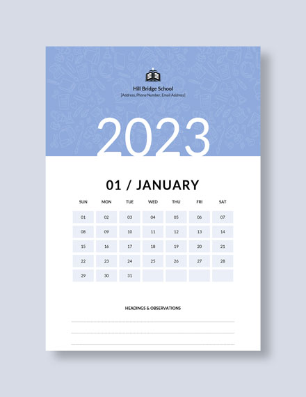 Monthly School Desk Calendar Template - Google Docs, Word, Apple Pages ...