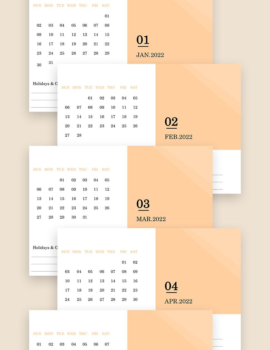 Printable School Desk Calendar Template