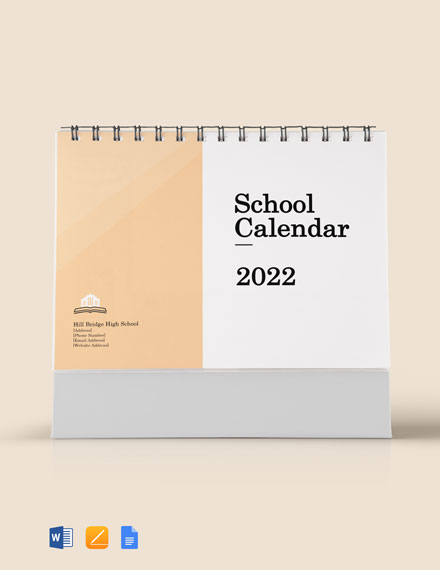 Free Printable School Desk Calendar Template - Word, Apple Pages