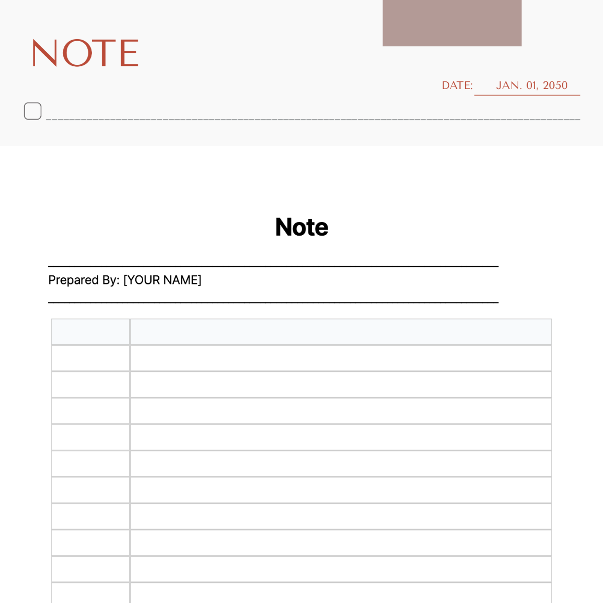 Note Template