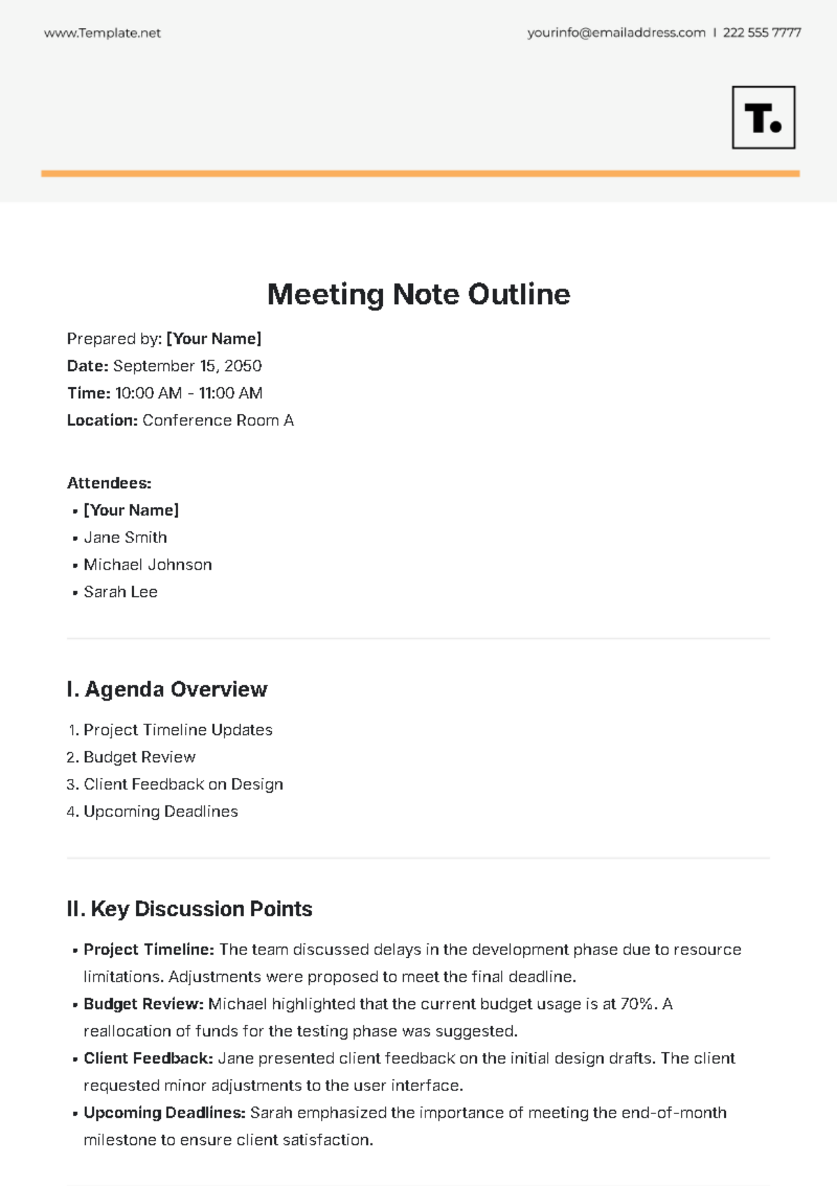 Meeting Note Outline Template - Edit Online & Download