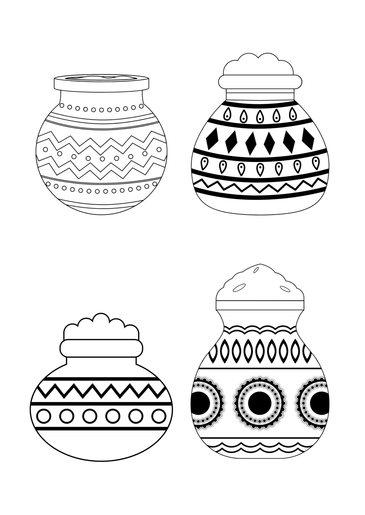 Pongal Pot Drawing Template