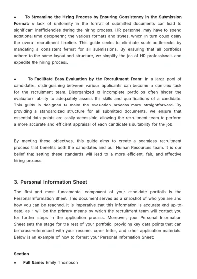 Free Candidate Portfolio Guide HR Template to Edit Online