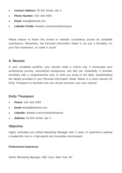 Free Candidate Portfolio Guide HR Template to Edit Online