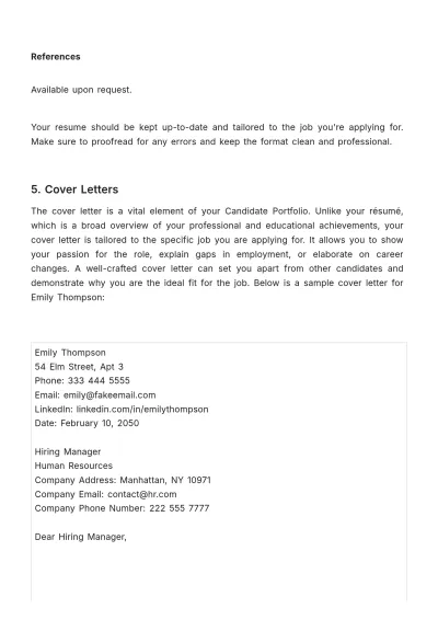 Free Candidate Portfolio Guide HR Template to Edit Online