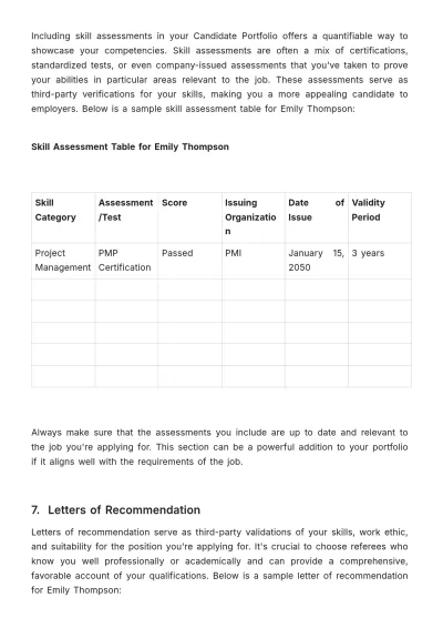 Free Candidate Portfolio Guide HR Template to Edit Online