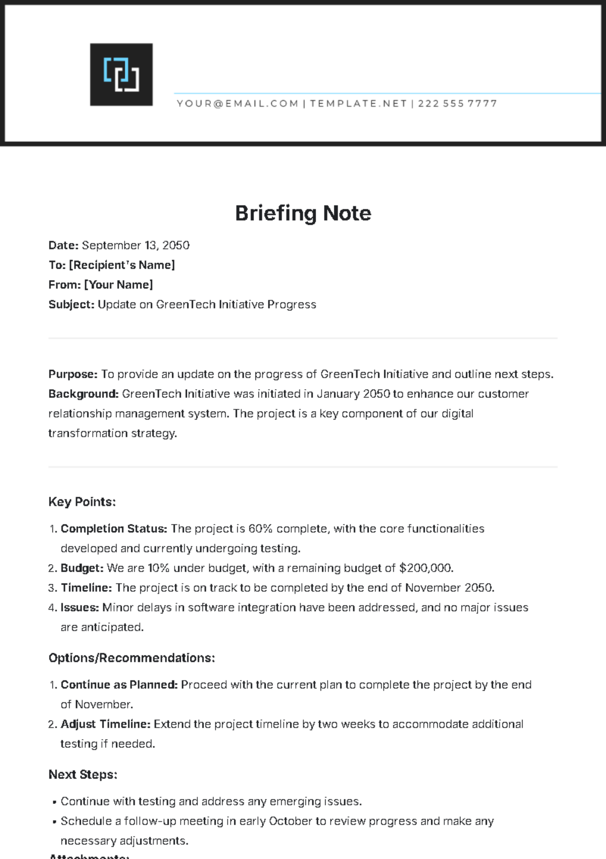 Briefing Note Template - Edit Online & Download