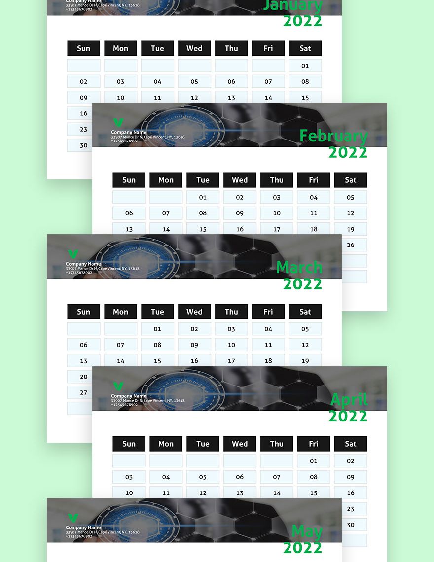 Sample Marketing Desk Calendar Template