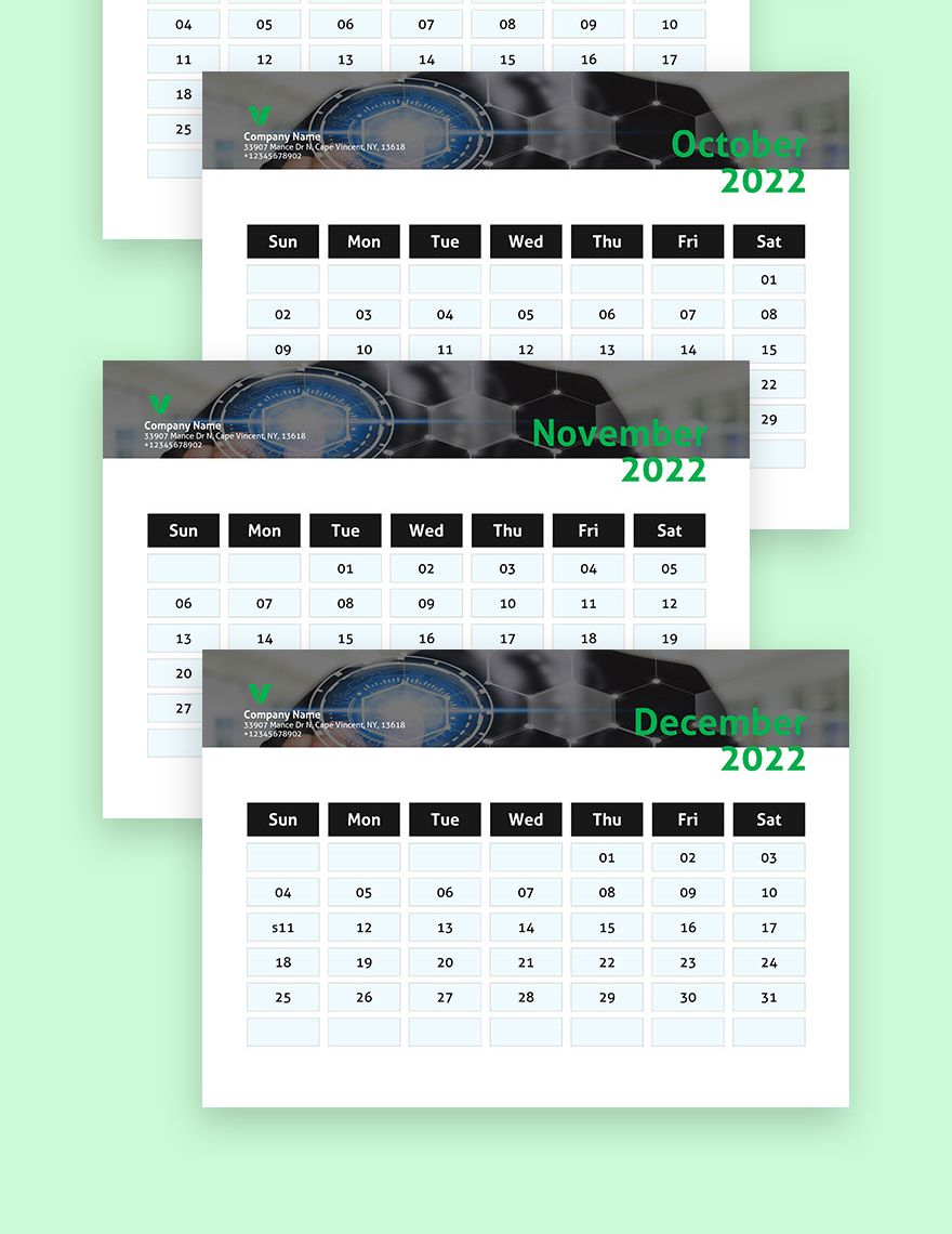 Sample Marketing Desk Calendar Template