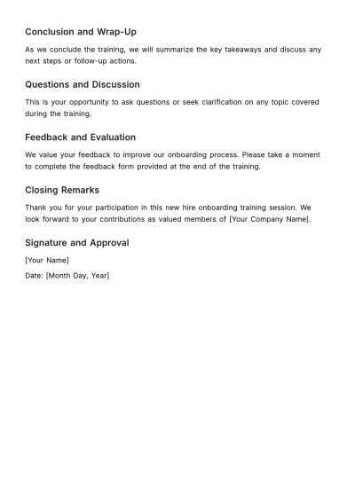 Free Training Session Agenda HR Template to Edit Online