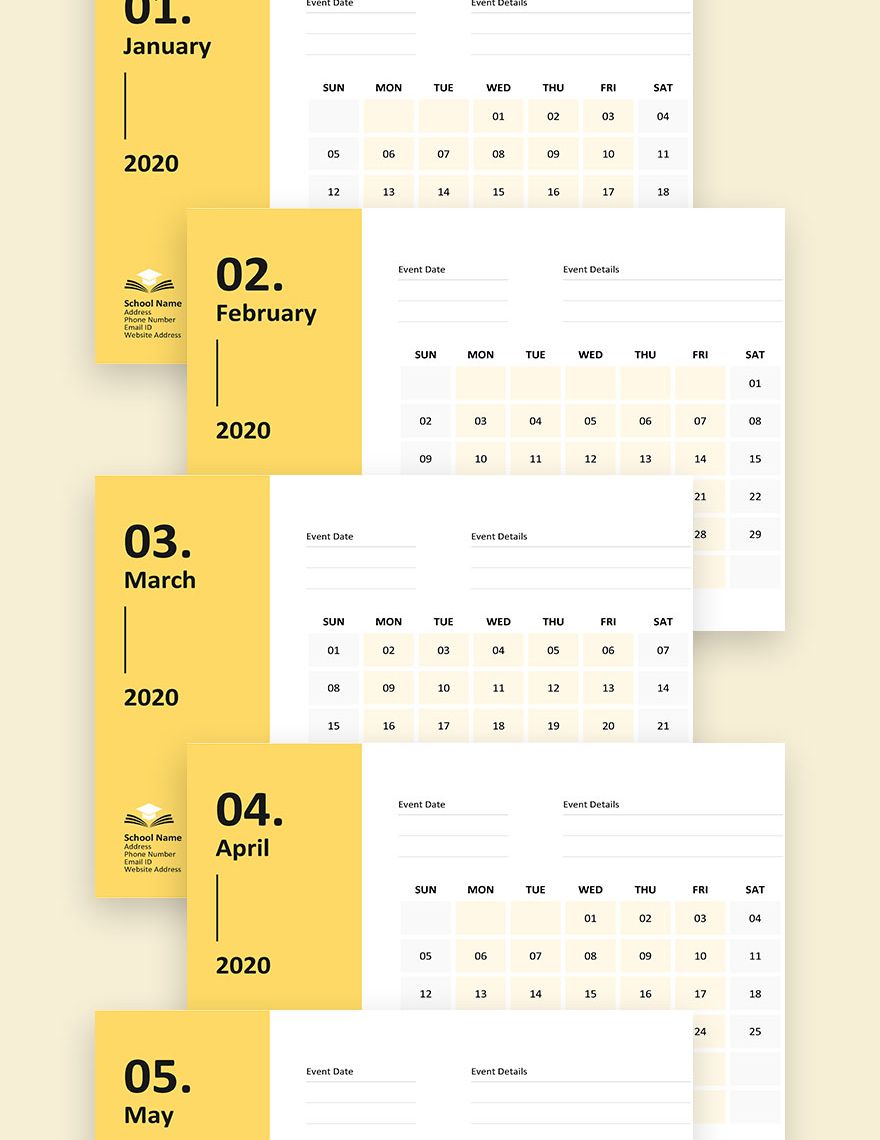 School Event Desk Calendar