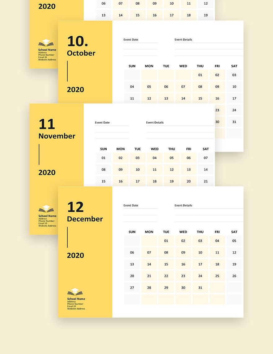 School Event Desk Calendar