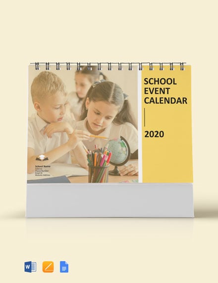 School Event Desk Calendar Template - Google Docs, Word, Apple Pages