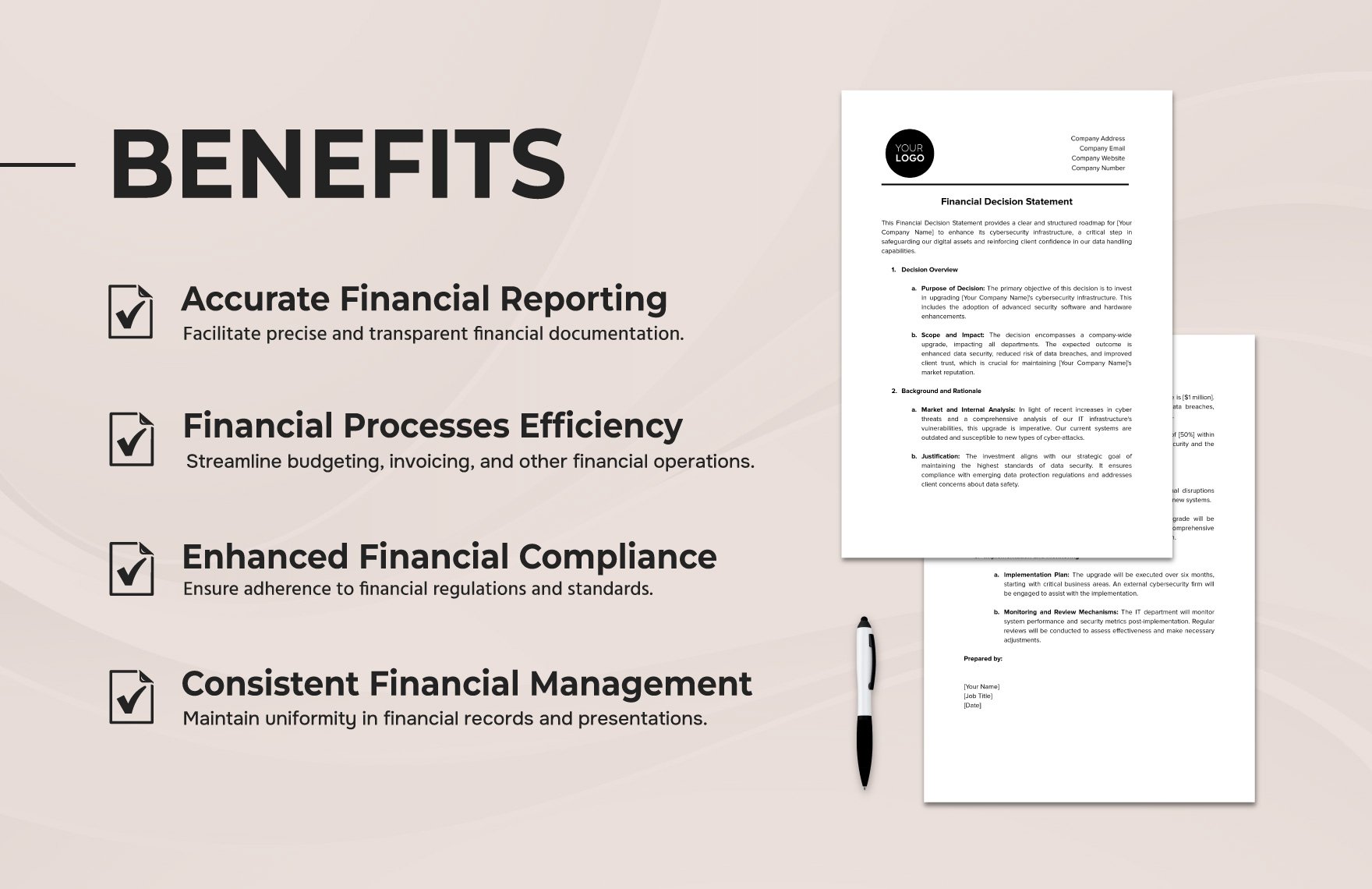 Financial Decision Statement Template