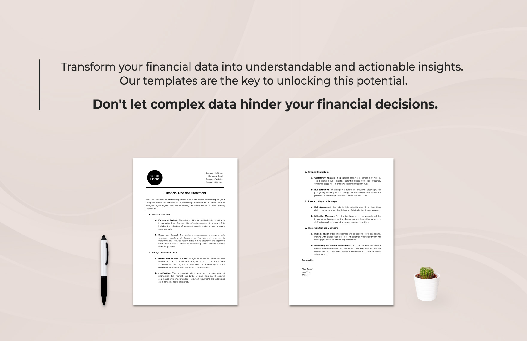 Financial Decision Statement Template