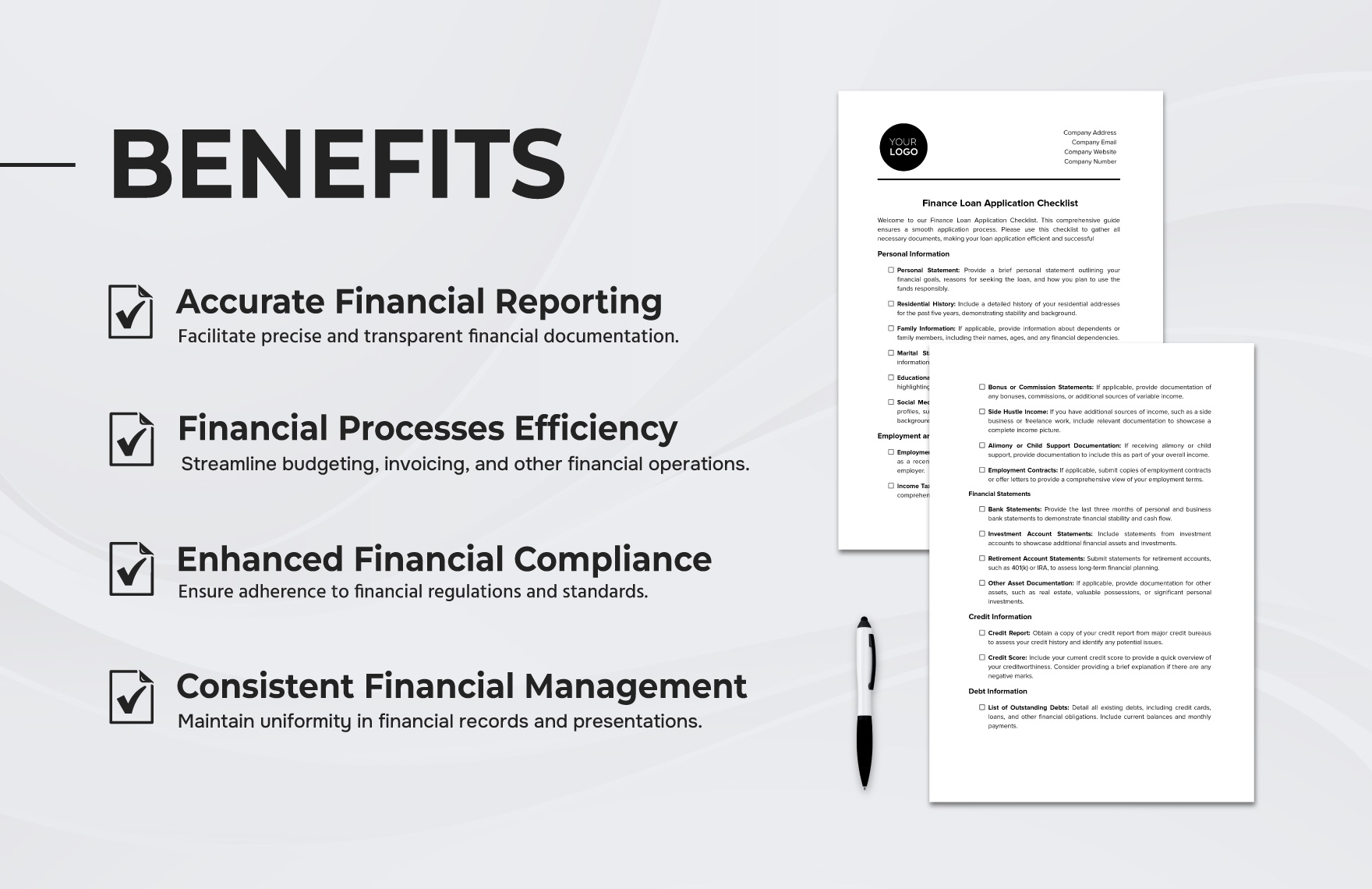 Finance Loan Application Checklist Template