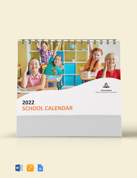 Simple School Desk Calendar Template - Google Docs, Word, Apple Pages