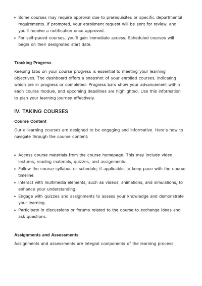 Free E-learning System User Manual HR Template to Edit Online