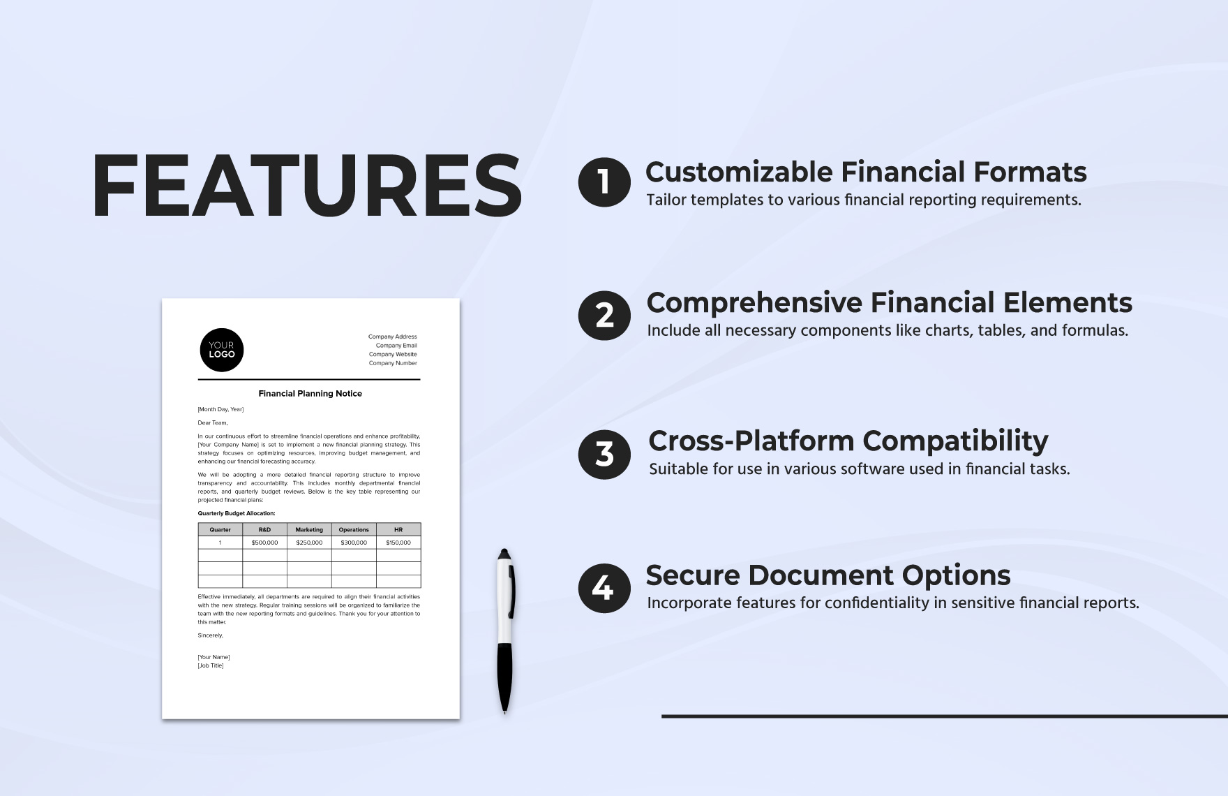 Financial Planning Notice Template