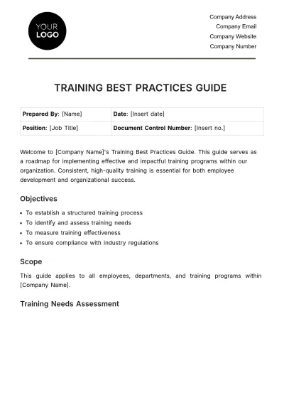 Free Training Best Practices Guide HR Template to Edit Online