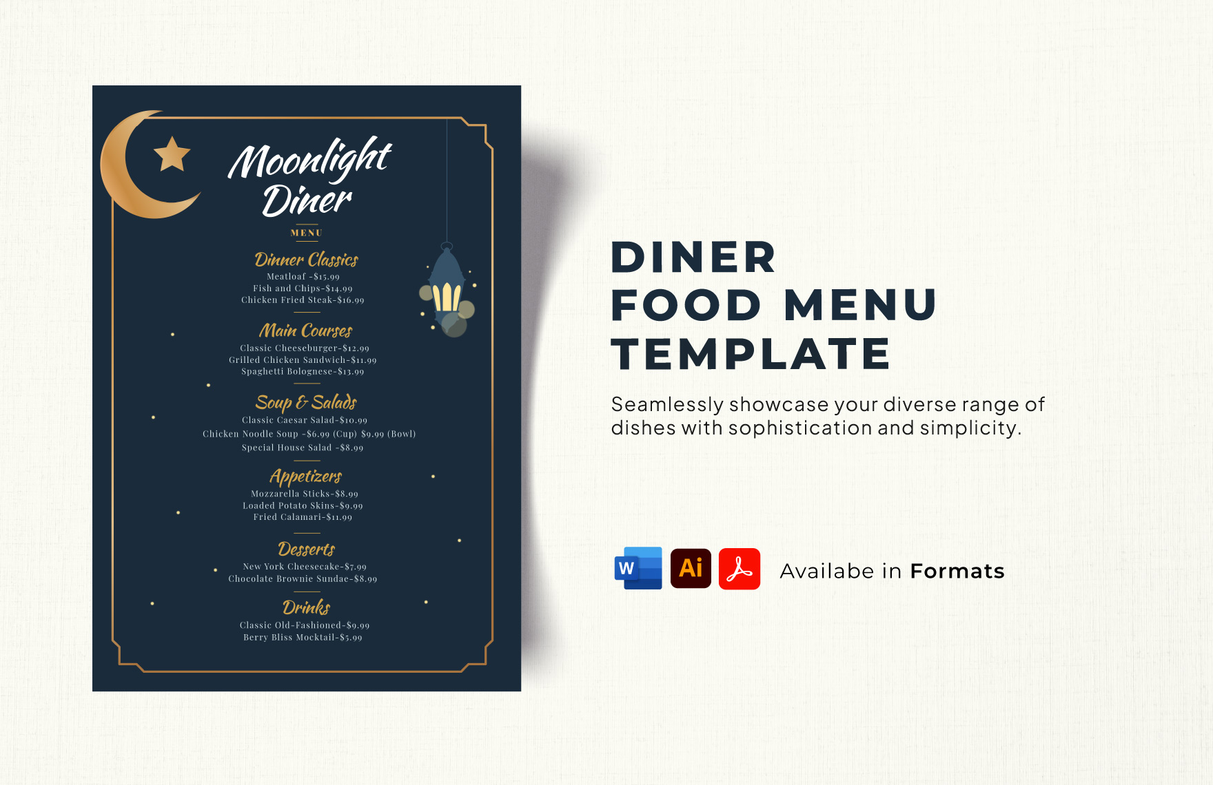 Free Diner Food Menu Template