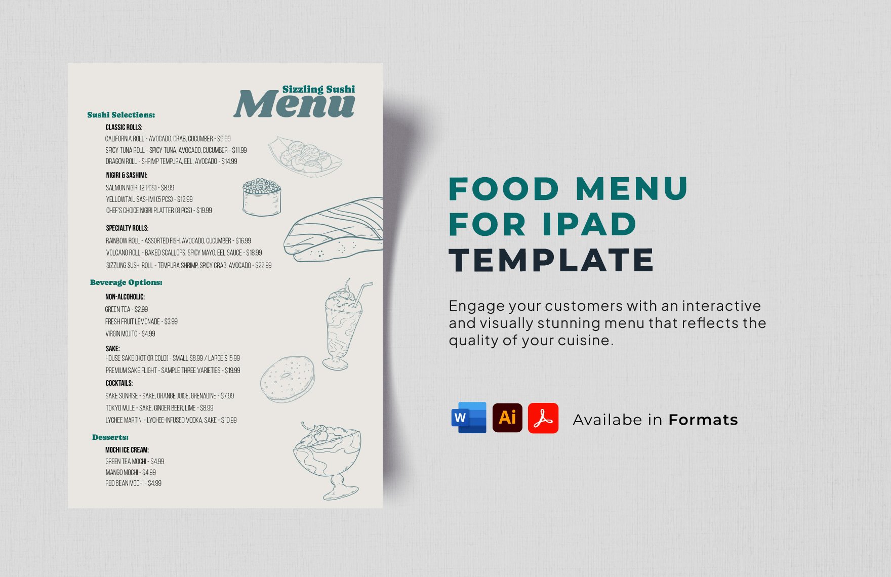 Food Menu for iPad Template