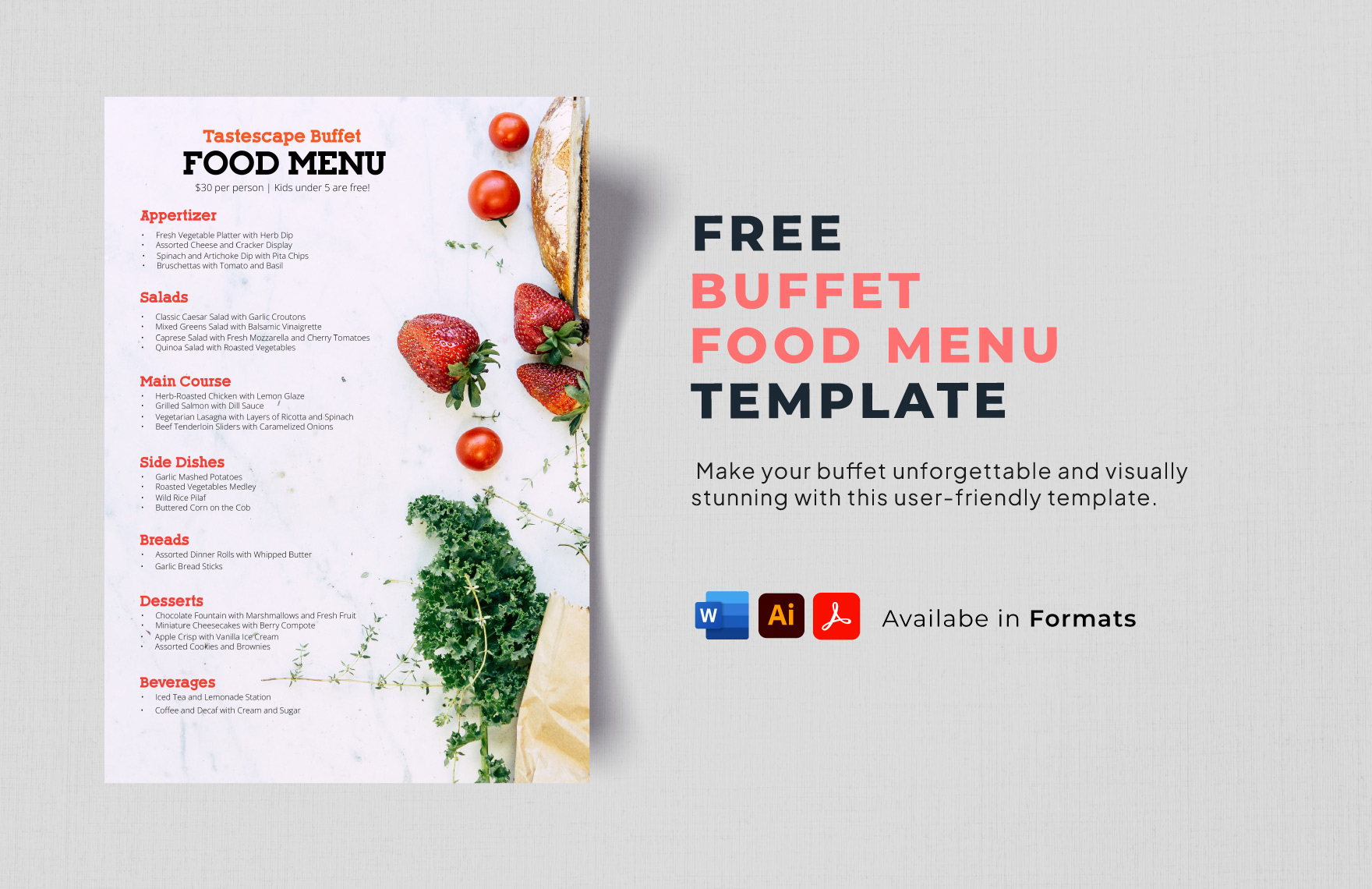 Buffet Food Menu Template