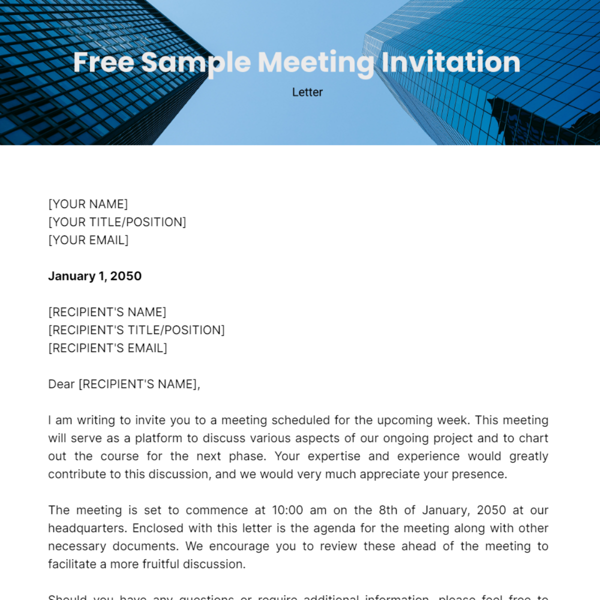 Sample Meeting Invitation Letter Template