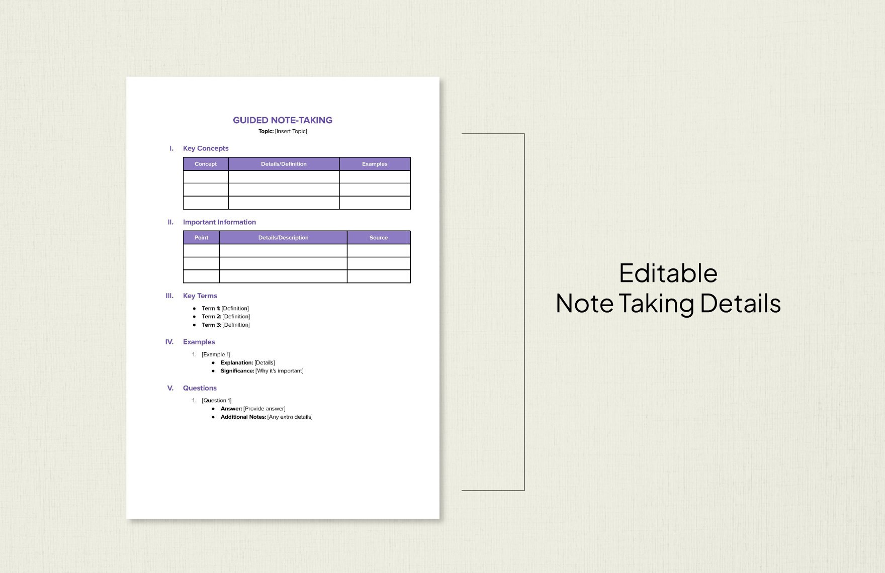 Guided Note Taking Template