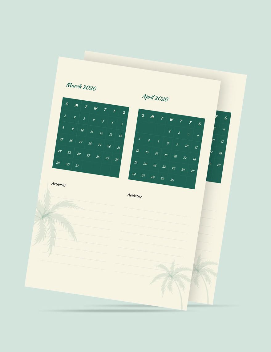 Summer Activity Desk Calendar Template