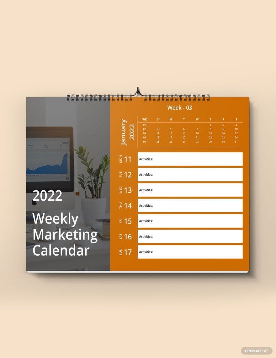 Weekly Marketing Desk Calendar Template