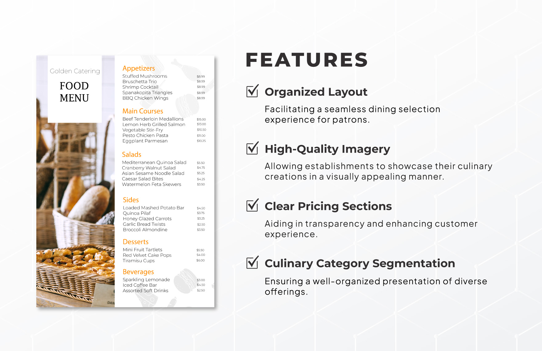 Catering Food Menu Template in Word, PDF, Illustrator, Pages - Download ...