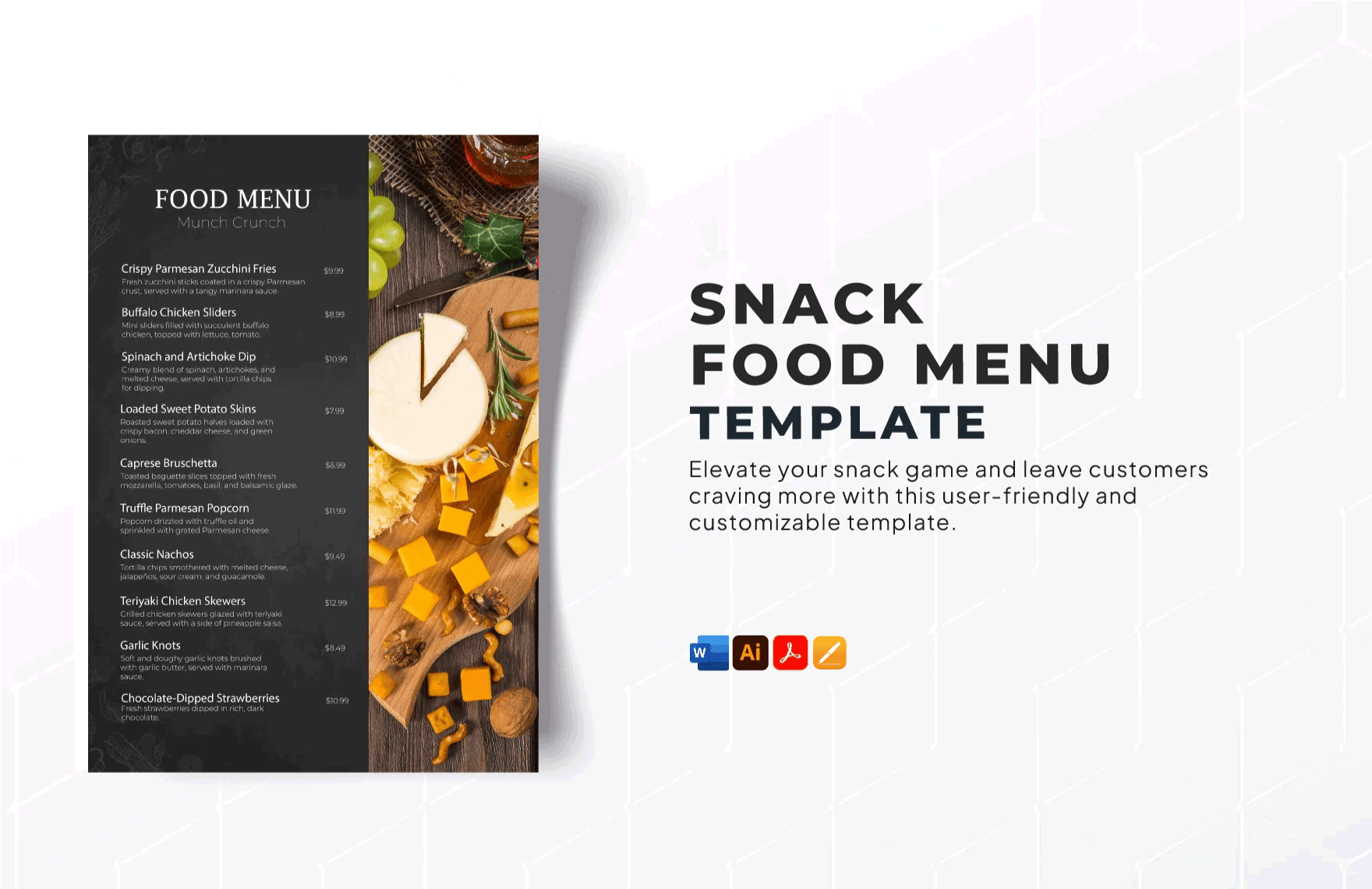 Free Snack Food Menu Template in Word, PDF, Illustrator, Apple Pages