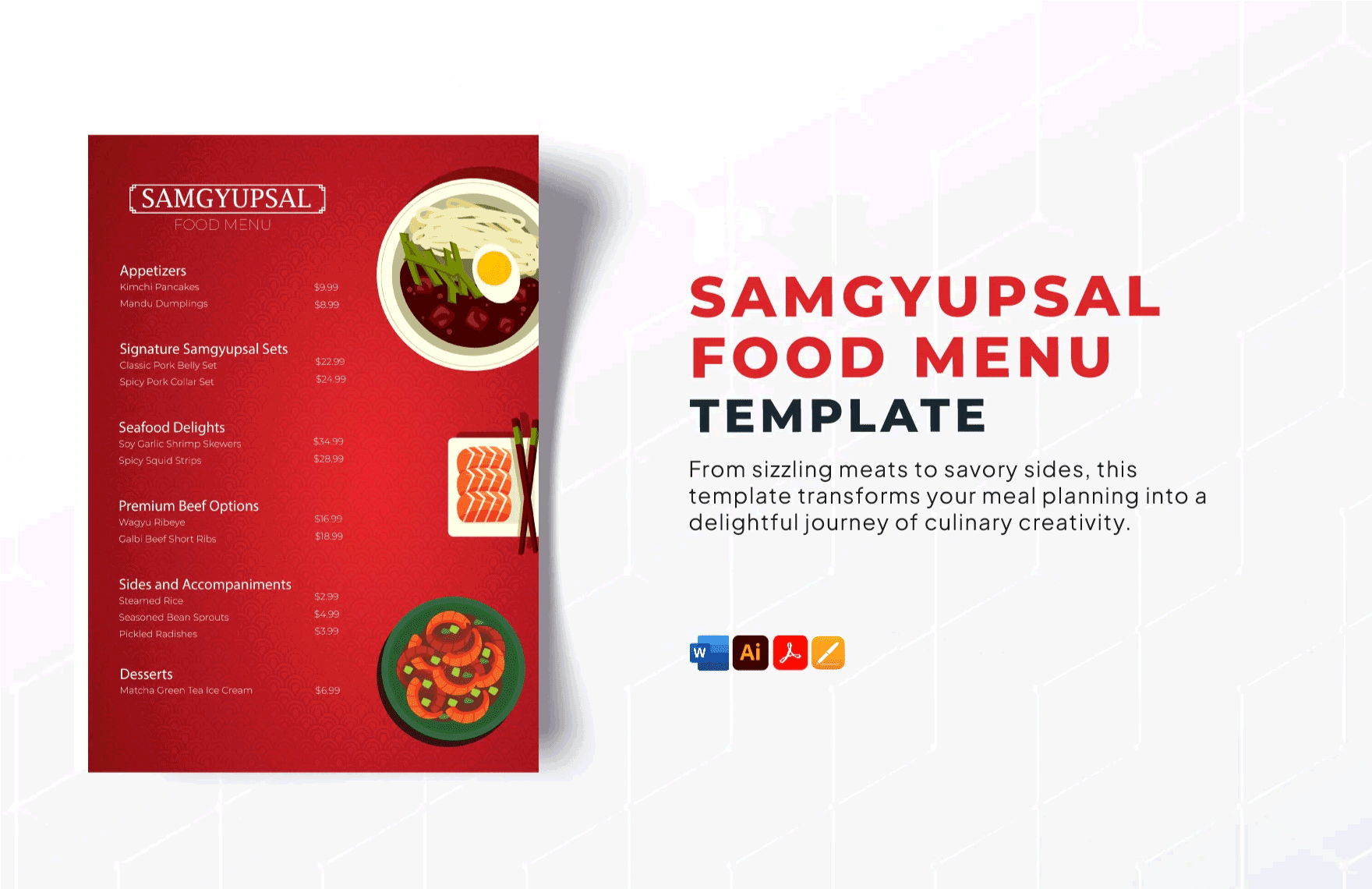 Free Samgyupsal Food Menu Template in Word, PDF, Illustrator, Apple Pages