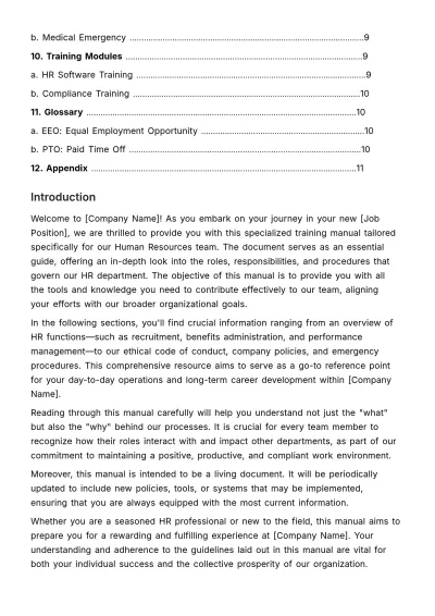 Free Specialized Industry Training Manual HR Template to Edit Online