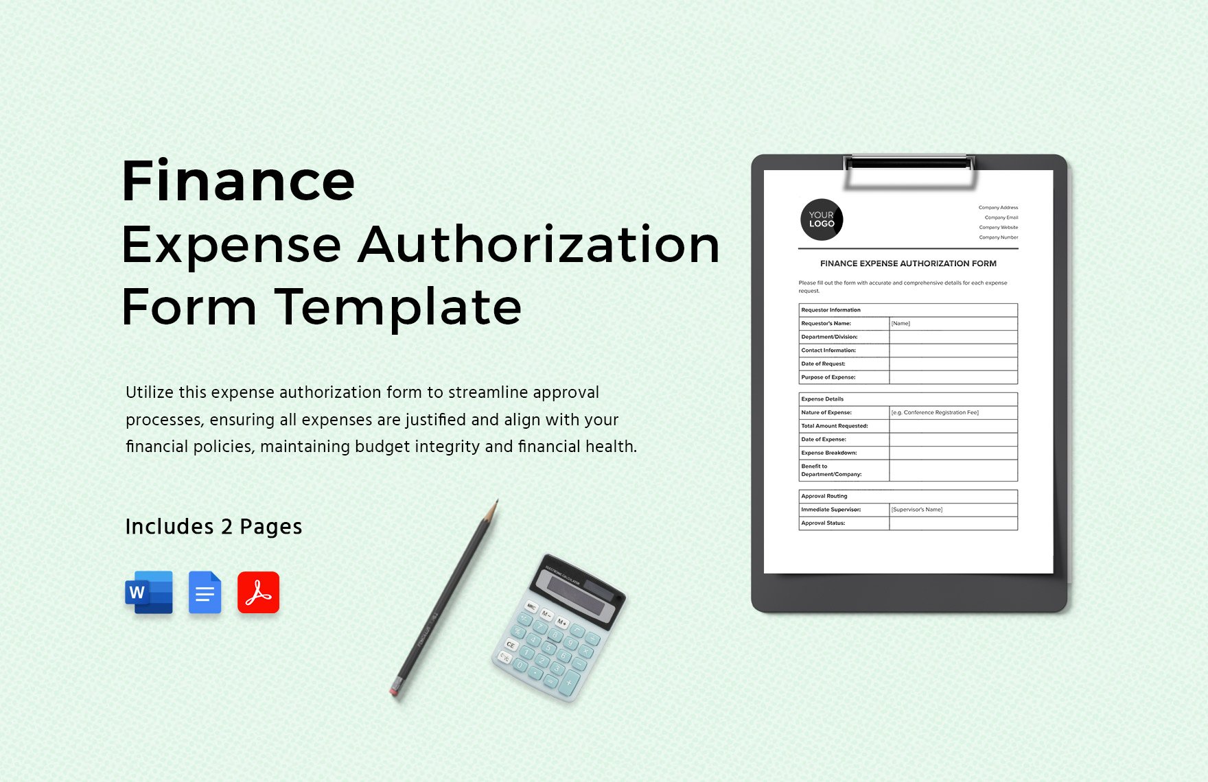 Finance Expense Authorization Form Template